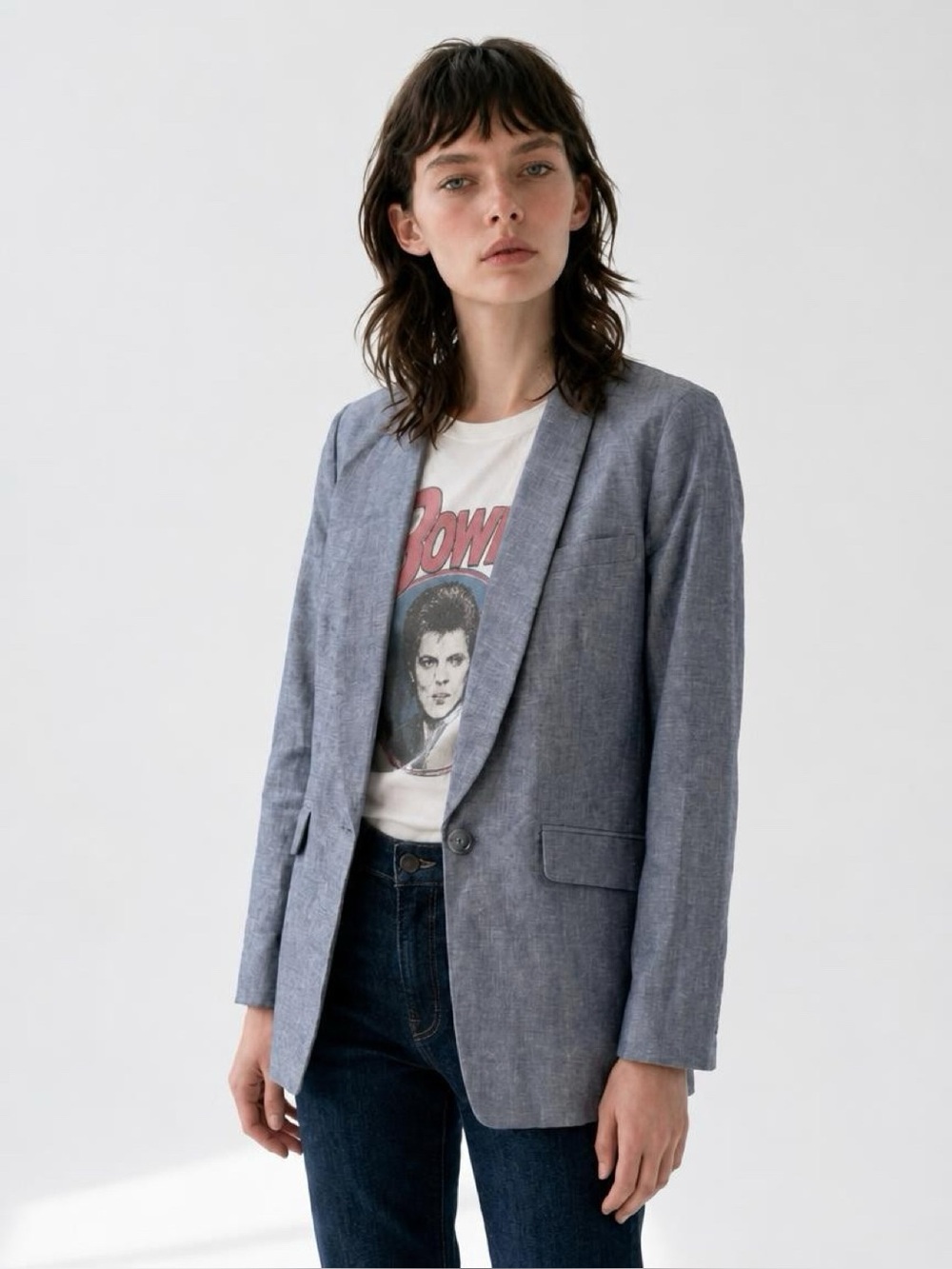J. Crew Light Grey Single-Button Shawl Lapel Blazer